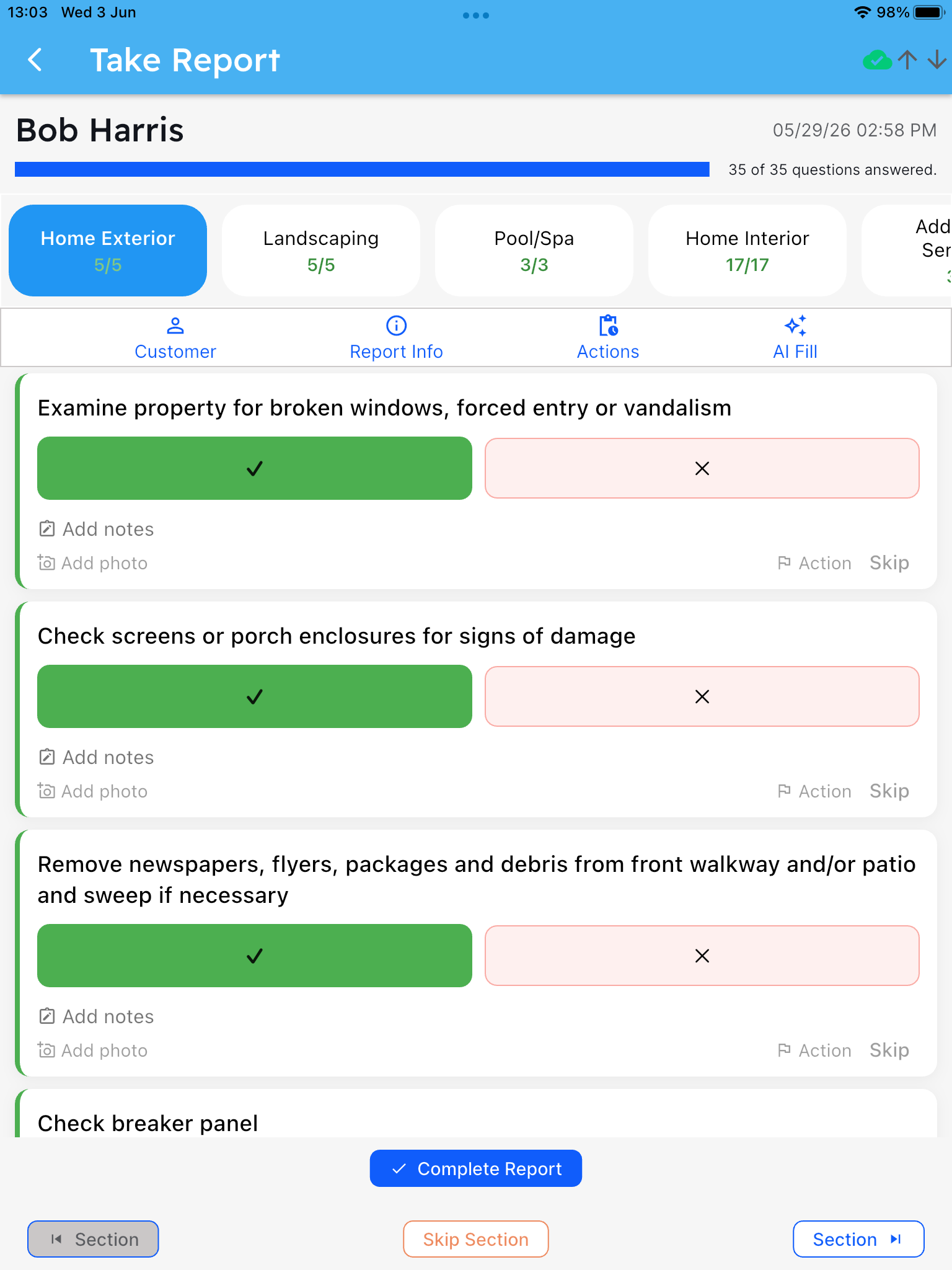 HWIT reporting screenshot